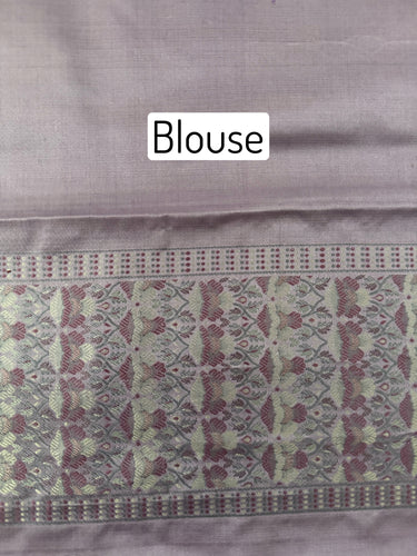 Satin Silk Saree from Banaras| Tanchoi weave | Mauve/Light Purple | Handwoven | No Zari | Silk Mark Certified | Ships from California